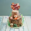 Cake Tools Waldtiere Thema Cupcake Topper Zoo Tier Fuchs Eichhörnchen Hirsch Dekor Kinder 1. Geburtstag Party Babyparty Dschungel