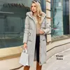 Casacos de trincheira femininos gasman 2024 jaqueta de inverno longo com capuz mulher moda quente parkas marca alta qualidade feminino para baixo jaquetas 83287