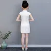 Vêtements ethniques Belle enfant chinois enfant fille impression florale Cheongsam robe filles Qipao coton année cadeau fête tenue de soirée