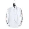 Herren-Freizeithemden Herrenhemd Luxus Slim Silk T-Shirt Langarm Casual Business-Kleidung Plaid Marke 17 Farbe M-4XL BURR81