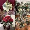 10Pcs Fake Eucalyptus Leaves Stems Artificial Greenery Flowers For Bride Bouquet Vase Floral Arrangement Home Wedding Decoration 240127