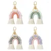 Schlüsselanhänger Bohemia Regenbogen Quaste gewebter Schlüsselanhänger Auto Schlüsselanhänger Halter Tasche Geldbörse Dekor Kunst Schlüsselanhänger Ringe Charm Schmuck Geschenke