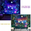 Blacklight Tapestry Skull Halloween UV Reactive Neon Toborstwa tła sztuka ścienna do sypialni salon 240127