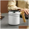 Water Bottles 510Ml Coffee Mug Large Capacity Anti-Scalding Leakproof Wooden Handle With Er Heat Preservation Stainless Steel Home Dr Dheis