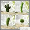 Couronnes de fleurs décoratives 4pcs vert mousse artificielle cactus succulents figue de Barbarie plante en pot sans pot bureau à domicile bureau bricolage Hou Dhcwv