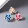 Bagues de cluster Fleurs bleues Décoration Bijoux Été Unique Cadeau de vacances Accessoires Original Femmes 2024 Bijoux Bague de beauté pour