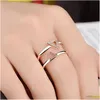 Bagues de bande Rose Gold Sier Triangles Anneaux pour femmes Bijoux minimalistes Couleur Géométrie Ajouré Triangle Doigt Cadeau Drop Delive Dhv8I