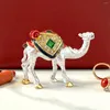 Decorative Figurines Desert Camel Figurine Trinket Boxes Vintage Metal Crystal Jewelry Storage Case Wedding Ring Holder Home Table Decors