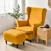 Chair Covers Solid Color Cover Elastic Armchair Wingback Wing Sofa Back Chair's Stretch Protector Slipcover Washable