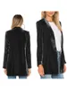 Frauen Casual Pleuche Blazer Erwachsene Vorne Offen Einfarbig Langarm Revers Anzug Jacke 240202