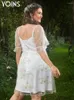 Plus storlek klänningar yoins 2024 sommarklänning kvinnor knä längd bohemiskt parti mesh broderad kort ärm vestidos backless l-4xl