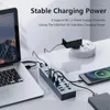 Multi USB Hub Several Port Splitter Switch Docking Socket With On-Off Key Multiple 3.0 Plug Slot Power Charger Adapter