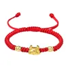 Bracciali a maglie Bracciale Anno del Drago 2024 Gnocco dello zodiaco dorato Corda rossa al vapore fortunata attira fortuna