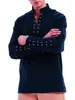 メンズカジュアルシャツ男性中世のコスチュームコットンリネンフリル長袖レースアップパイレーツコスプレシャツ吸血鬼ルネッサンス