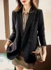 Kvinnors kostymer Spring Blazers Women Temperament Office Lady Vintage Mature Gent Designed Chic Trendy Pure Feminino Overcoats Ootd Leisure