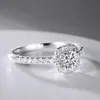 Lyx 100% Moissanite och 100% 925 Silverringar för kvinnor Män Diamond Fashion for Man Rings Wedding Engagement Gift With Box Högkvalitativ Memorial Day