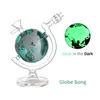 7,1 tum Glass Globe Bong Planet Earth Recycler Hookah Glow in the Dark With 14mm Manlig Glass Bowl Rökningstillbehör för rökning av vattenrör dab rigg H5568