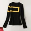 10008 XXL 2024 Style Women's Two Piece Spring Long Sleeve Short Skirt Black Yellow Empire Crew Neck SH