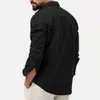 Camicia casual con bottoni da uomo di moda Stile Safari Manica lunga Colletto con bavero Camicie cargo Giacca Capispalla Abbigliamento da lavoro Cappotto Top 240118