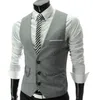 Dräkt Mens Slim Vneck Vest Blazer British Business Fashion Men Gentleman Waistcoat Inside Black 240125