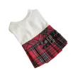 Dog Apparel Autumn/Winter Pet Plaid Skirt Dress Cute Teddy Bichons Maltese Puppy Clothes For Small Dogs