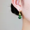 Orecchini pendenti di lusso verde per le donne 2024 temperamento Shinning zirconi orecchini gioielli partito all'ingrosso