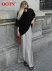 Skirts OOTN Elegant Satin Gray High Waist Autumn Ankle-Length Trumpet Female Fashion Office Zipper Long Skirt Women 2024