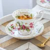 Puchar kawy i set bone China Retro Seasons Flower Mub Creative Euro Phnom Penh Ceramic Printed Prezent 240130