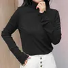 Damen-Poloshirts, einfarbiges Damen-Hemd mit halbhohem Kragenbesatz aus deutschem Samt, warmes und vielseitiges Oberteil