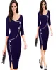 2020 nouvelles robes d'automne pour dames vêtements formels trois quarts manches genou longueur col en V femmes 039s robe crayon travail Fash4116466