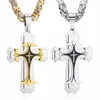 Naszyjniki wiszące łańcuch ze stali nierdzewnej Mężczyźni naszyjnik czarny fleur-de-lis cross cadenas para hombre długie łańcuchy 55 60 65 70 cm NZ004309z