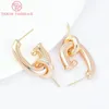 Stud Earrings (7128) 2PCS Length 32MM 24K Gold Color Brass Double Circle Quality Jewelry Making Findings Accessories Wholesale