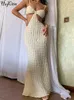 Casual jurken Hugcitar mouwloze slips backless effen uitgehold sexy elegante maxi-galajurk zomer bodycon verjaardagsfeestje kleding