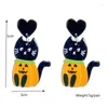 Kolczyki Dangle Yaologe Acryl Creative Pumpkin Black Cat wisiorek dla kobiet dziewczyna moda ucha biżuterii na Halloweenowe przyjęcie podtrzymujące