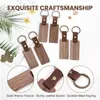 Keychains 25pcs Leather Wood Keychain Blank Unfinished Wooden For Laser Engraving DIY Various Key Tags Crafts Gift