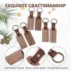 Porte-clés 25pcs en cuir porte-clés en bois vierge en bois inachevé pour la gravure au laser bricolage diverses étiquettes clés artisanat cadeau