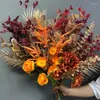 Decorative Flowers Artificial Wedding Silk Fake Autumn Bouquet Auditorium Flower Roses Home Living Room Garden Decoration Plants Supplies