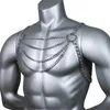 Outros conjuntos de jóias Sexy Homens Moda Roupas Acessórios Metal Cosplay Oco Out Body Chest Chain Harness Clubwear Corpo Jóias Colar YQ240204