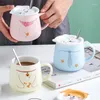 Mugs Cute Cartoon Ceramic Cup Creative Animal Face Cover Mug Chai Dog Huamao Water Big White Bear Breakfast