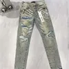 Lila jeans jeans mode nödställda rippade cyklister kvinnor denim last för män svarta byxor retro streetwear casual svettbyxor designers joggar byxa