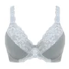 Soutien-gorge Soutien-gorge Femme Lingerie Sexy Gris Dentelle Perspective Broderie Florale Bralette Grande Taille F G H I 34 36 38 40 42 44 46 48 50 52 54 YQ240203