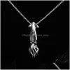 Pendant Necklaces Fashion Stainless Steel Squid Pendants Necklace Men Punk Emo Streetwear Hip Hop Jewelry Gothic Accessories Statemen Dhdi9