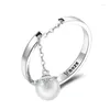 With Side Stones 925 Sterling Silver Elegant Freshwater Pearl Long Chain Female Finger Rings For Women Jewelry SCR459