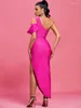 Abiti casual Abito sexy dalla fasciatura Abito lungo da sera elegante Maxi aderente Donna Rosa Monospalla Compleanno Club Abiti estivi