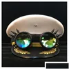 Bérets 2022 Steampunk Femmes Hommes Chapeau militaire Allemagne Officier Visière Casquette Armée Gear Lunettes Cortical Taille S M L XL XXL Drop Livraison Dhelq