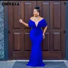 Casual Dresses CM.yaya Women Faryfly Sleeve Off Axla Plunging V-Neck BodyCon Midi Maxi Long Mermaid Dress 2024 Sexy Party Vestido