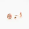 Stud Earrings 585 Purple Gold Plated 14K Rose Double Hollow Out Flower For Women In Screw Ear Studs Party Jewelry