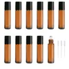 Lagringsflaskor 20 st 1/2/3/5/10 ml Tom Amber Roll på Glass Pulse Essential Oil Roller Ball Makeup Tools Refillable Liquid Container