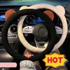 Steering Wheel Covers Universal Winter Warm Soft Plush Cartoon Bear Ear Car Interior Cover Handble Accessories