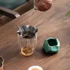 日本のスタイルの粗い陶器の葉茶ストレーナーセラミックフィルター穴のセットkung fu茶授賞式茶ティーインフューザー240118